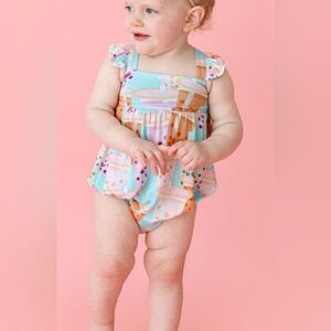 Posh‎ Peanut Boba Basic Ruffled Capsleeve Bubble Romper 0-3 month Bamboo Baby